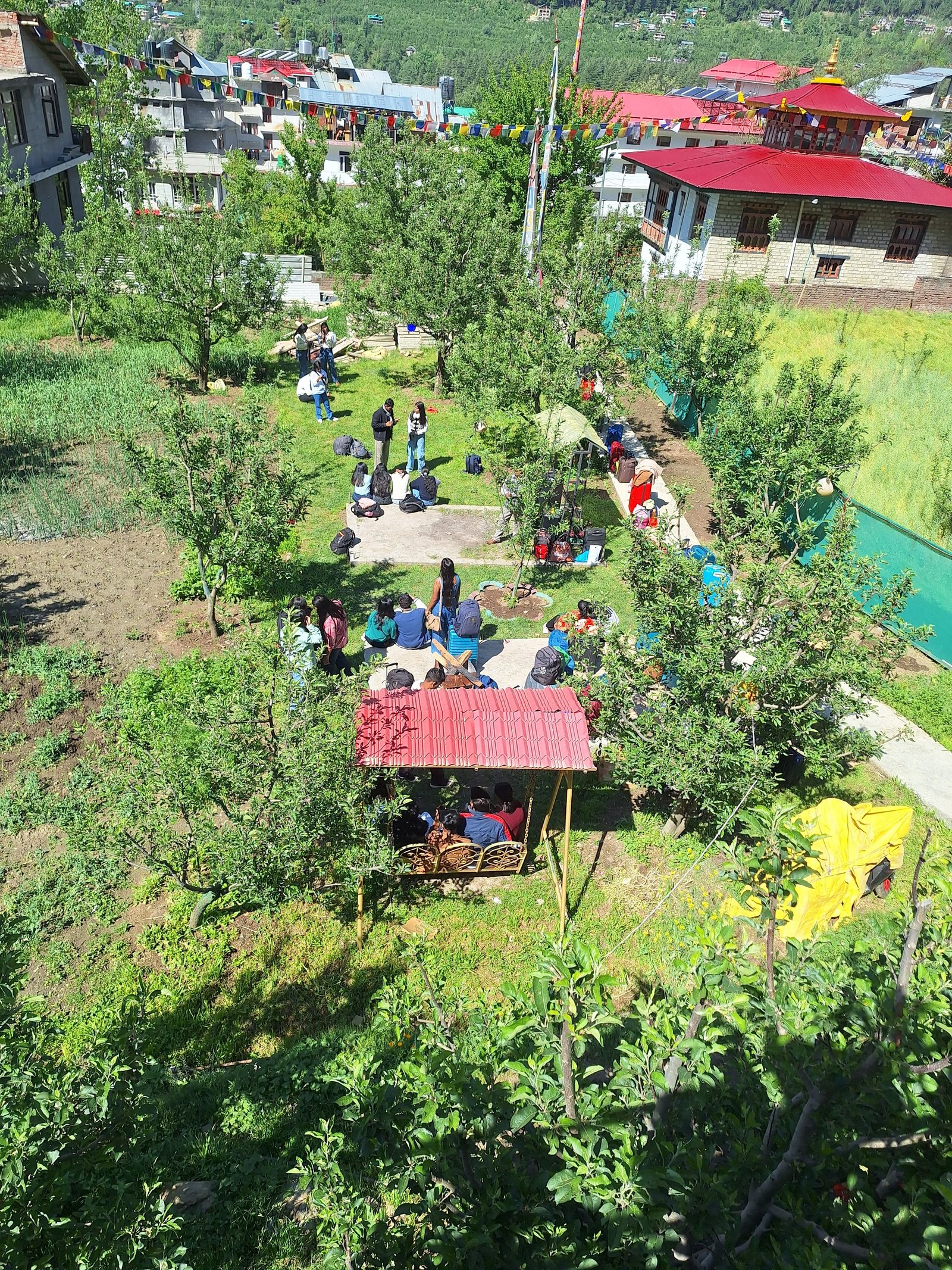 Guests relaxing in the orchard grounds near BTH Hotels & Resorts