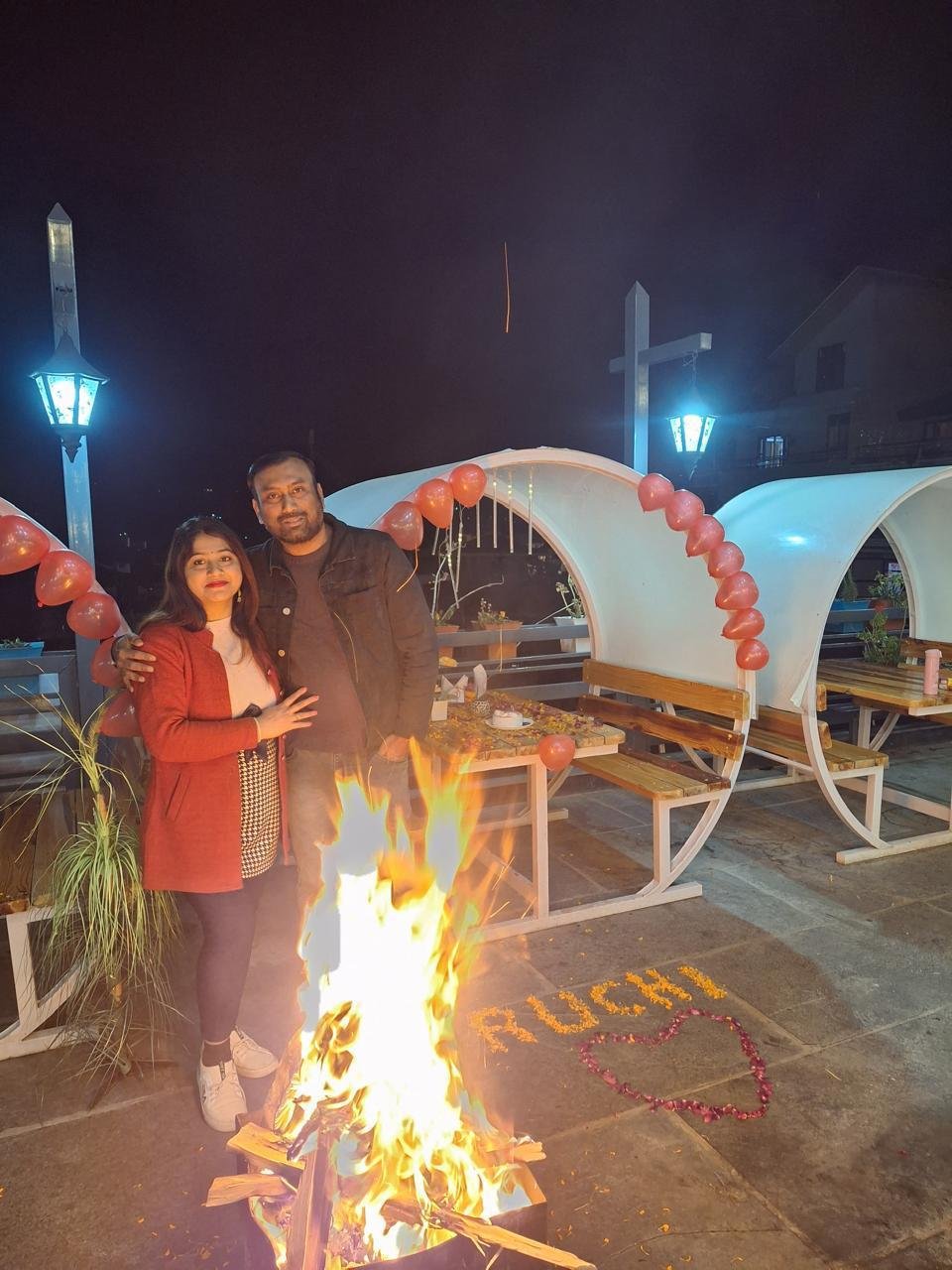 Guests by the bonfire during a special celebration at BTH Hotels & Resorts